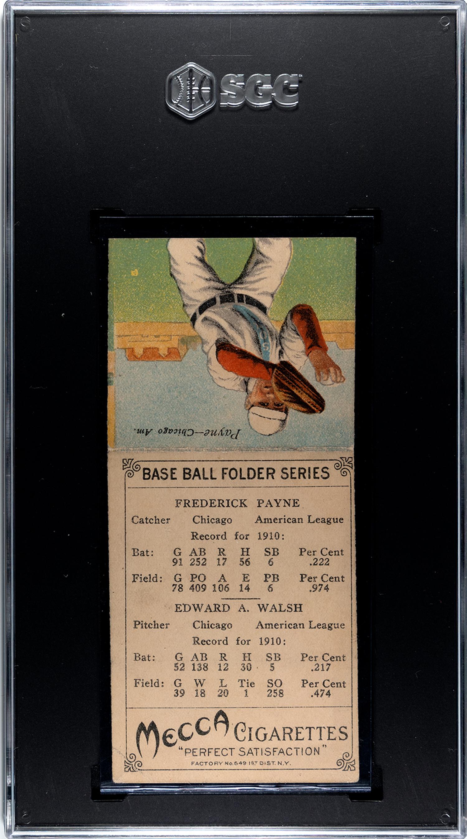 A 1911 Mecca Cigarettes T201 Ed Walsh / Fred Payne Double Folder Baseball Card (SGC 3 VG)