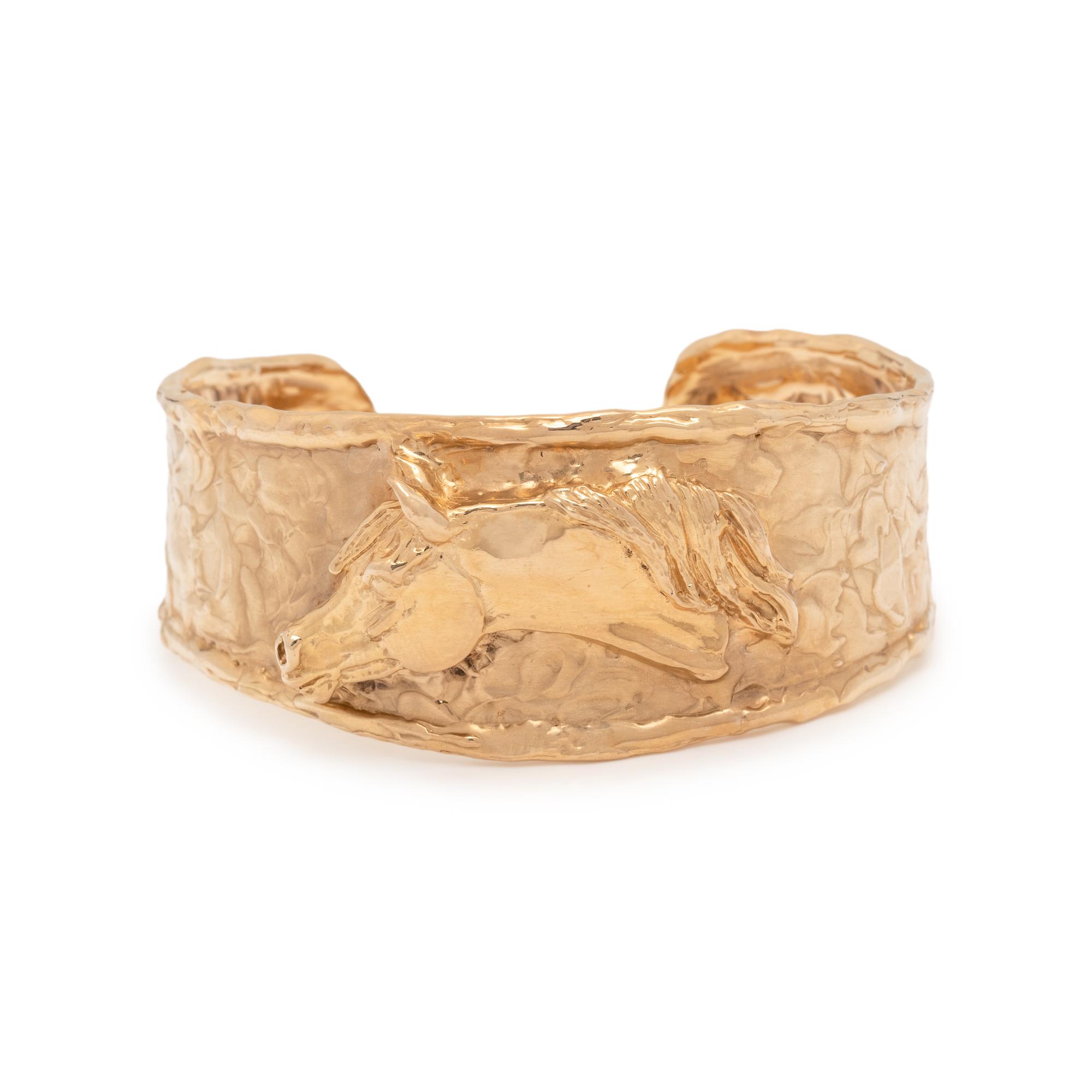 YELLOW GOLD HORSE CUFF BRACELET