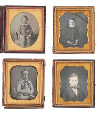 [EARLY PHOTOGRAPHY]. 14 sixth plate daguerreotypes of rather serious male children.