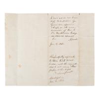 Lincoln, Abraham (1809-1865). Autograph endorsement signed ("A. Lincoln"), 8 lines, Washington, D.C., 4 January 1862, on the verso of an anonymous letter addressed to the Chicago Tribune, Cairo, Illinois, 24 December 1861.