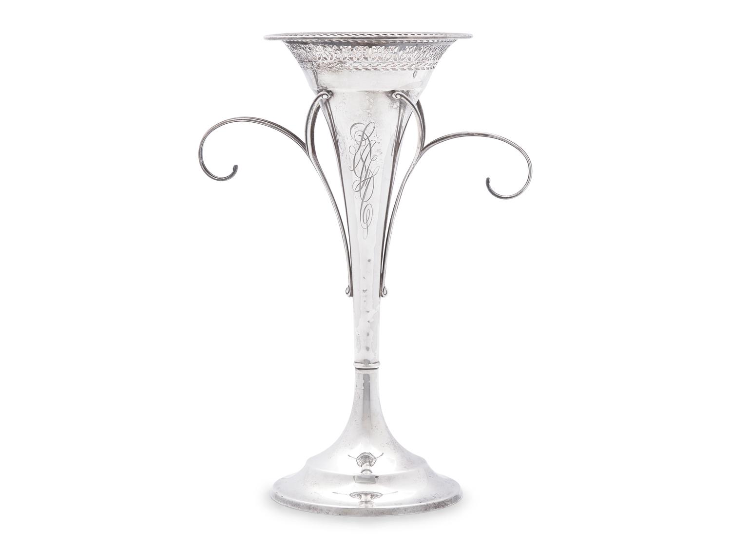 An American Silver Trumpet Vase