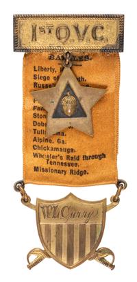 A group of 14 items identified to Captain William L. Curry, Company K, 1st Ohio Volunteer Cavalry, incl. inscribed Model 1840 US Army regulation cavalry saber, belt plate, spurs, and tintype.