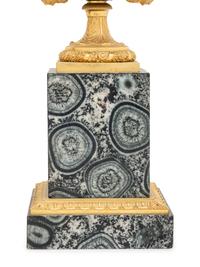 A Pair of Restauration Gilt and Patinated Bronze and Granite Urns
