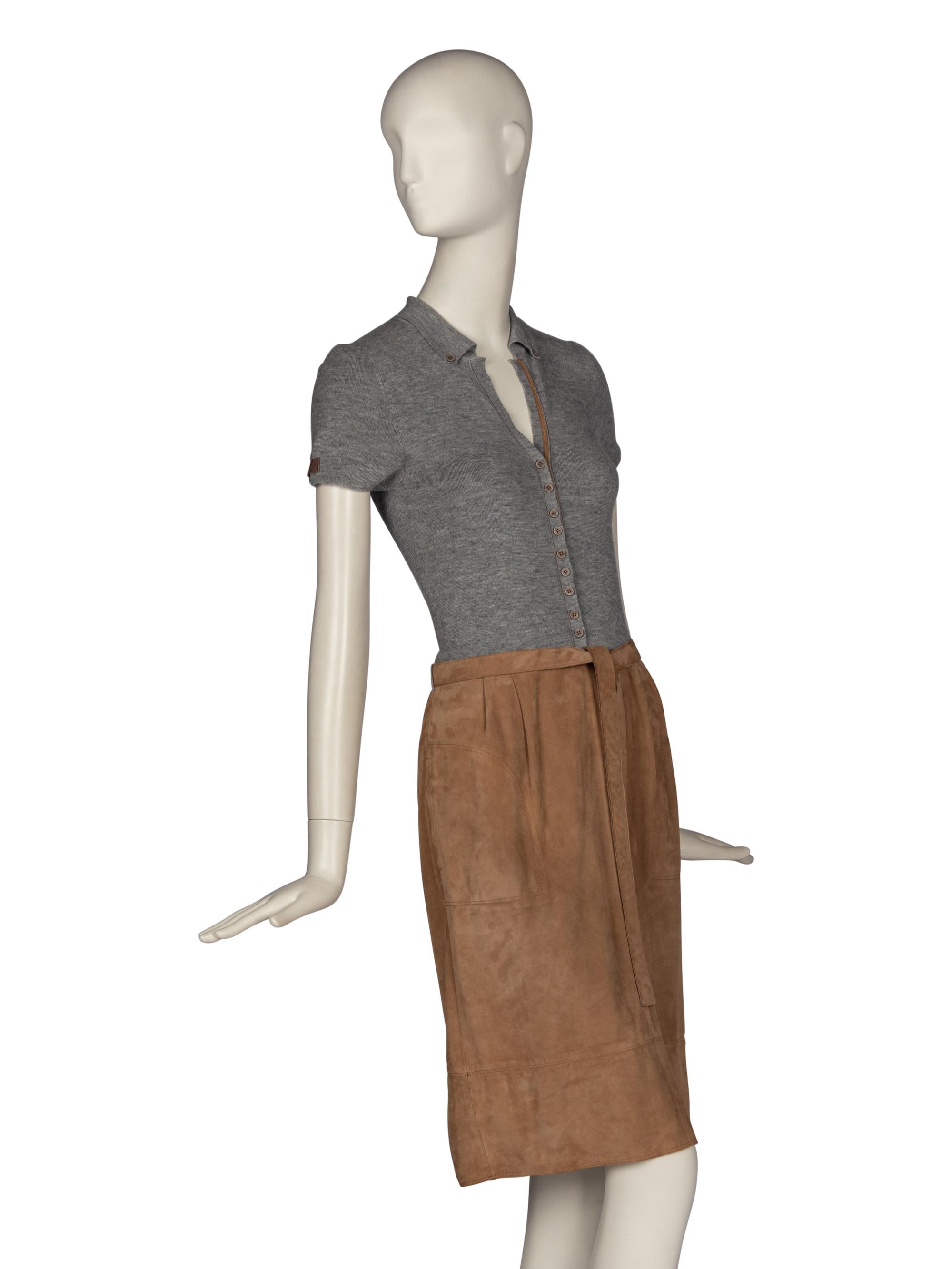 Brunello Cucinelli Knit and Suede Dress