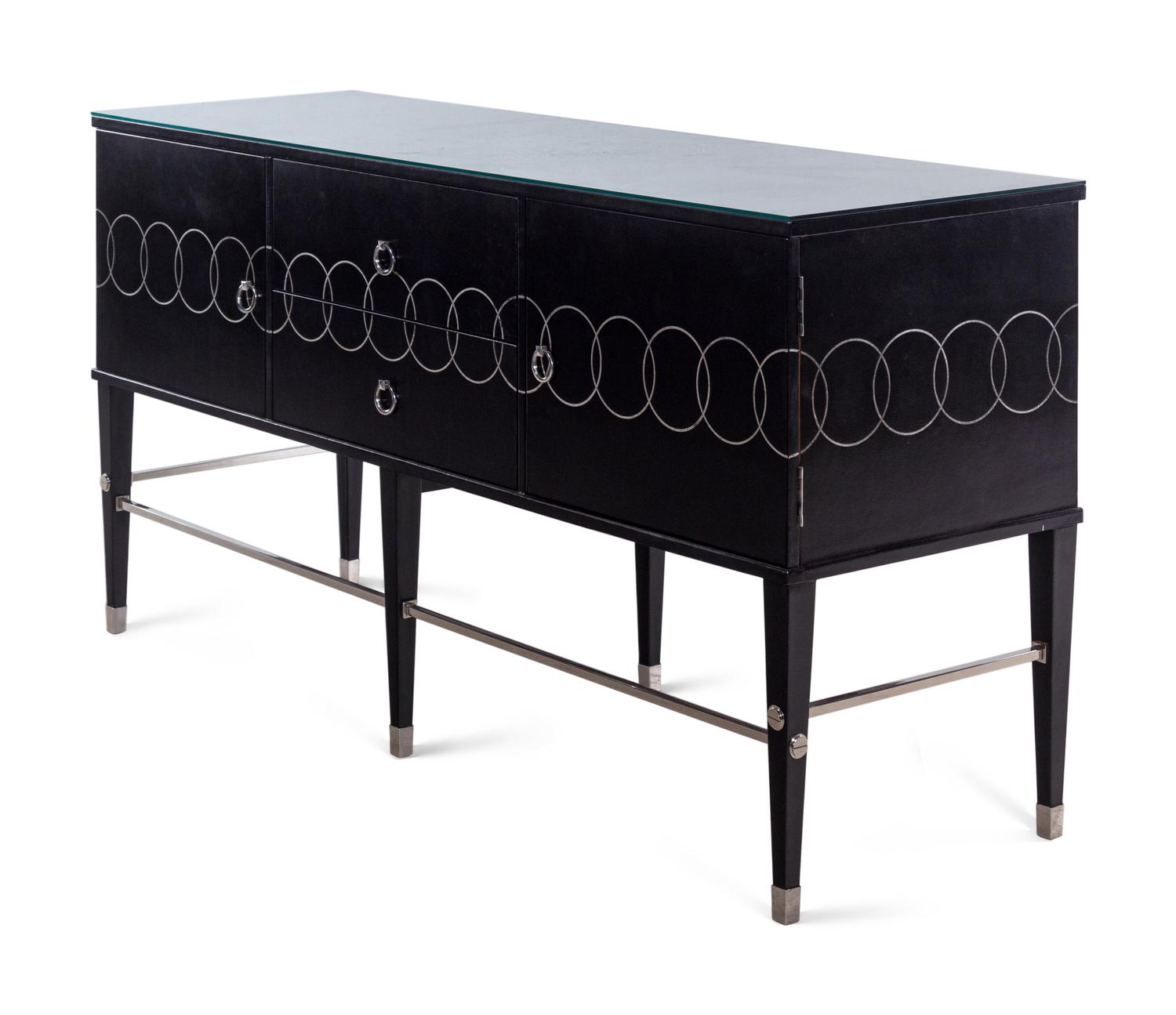 A Theodore Alexander Leather-Veneered Credenza