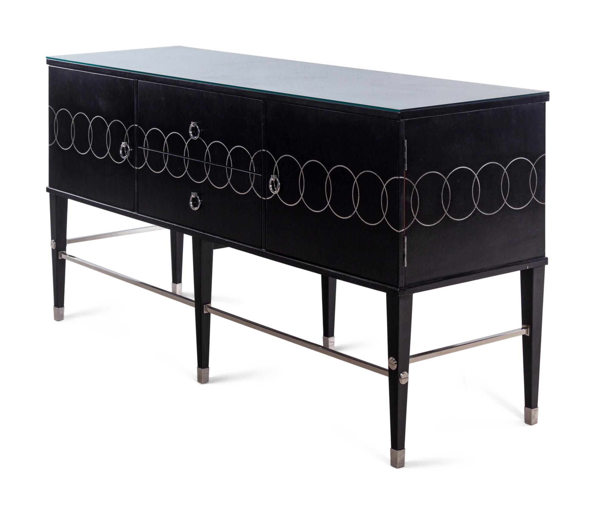 A Theodore Alexander Leather-Veneered Credenza