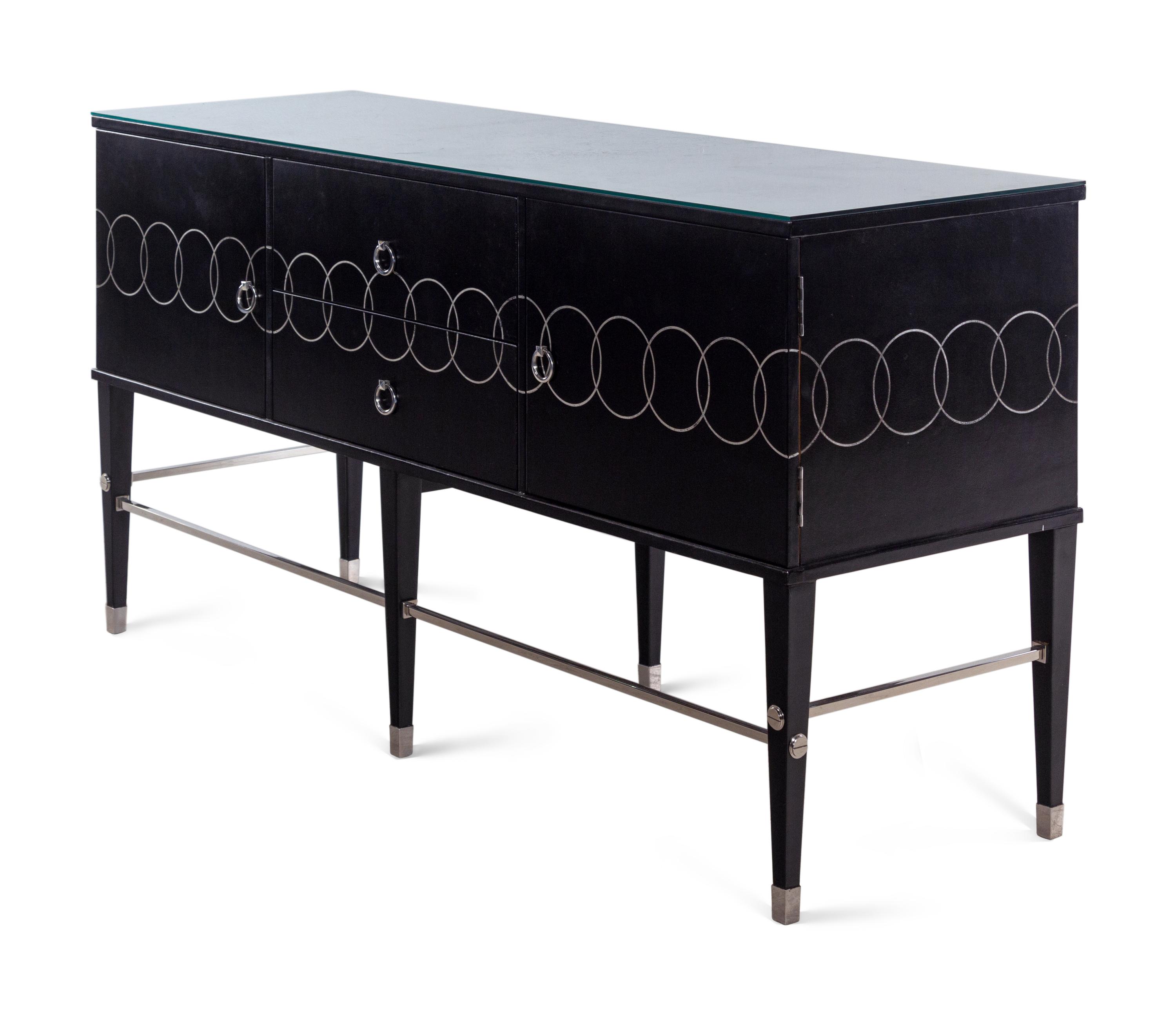 A Theodore Alexander Leather-Veneered Credenza
