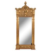 A Gothic Revival Giltwood and Gesso Pier Glass