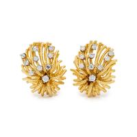 YELLOW GOLD AND DIAMOND EARCLIPS