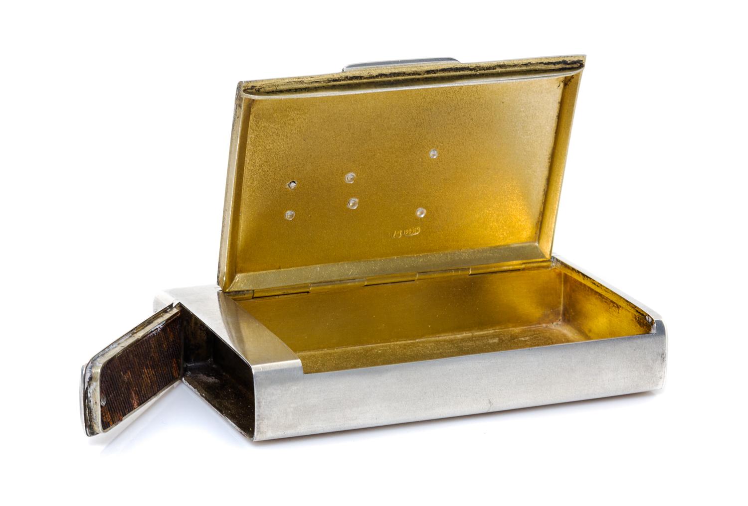 A Russian Silver and Guilloche Enamel Cigarette Case, Maker's mark likely Mikail Isokov, St. Petersburg, late 19th century, the lid bea