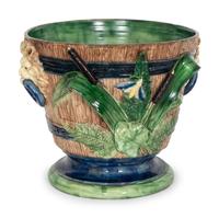 A Large Victorian Palissy-Ware Majolica Jardiniere