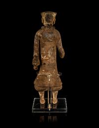A Chinese Painted Grey Pottery Figure of a Figure