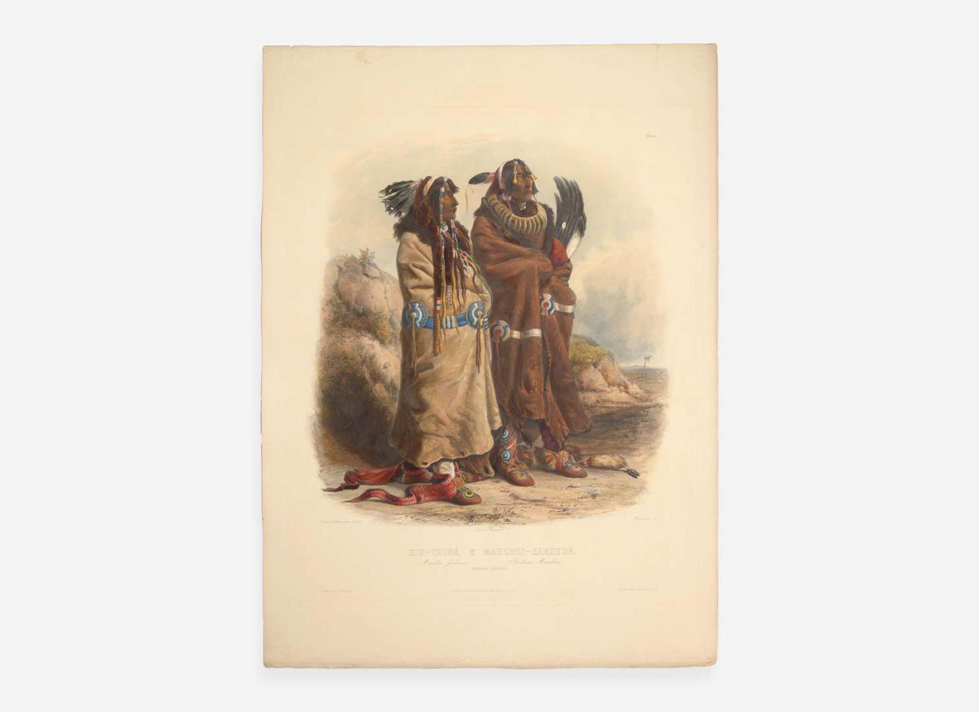 [Native-Americana] Bodmer, Karl: Sih-Chidä & Mahchsi-Karehde. Mandan Indians