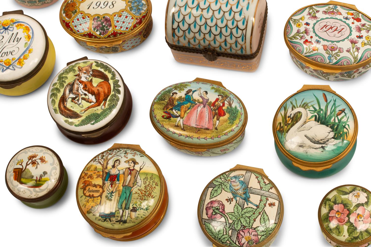 A Collection of Enameled Small Boxes