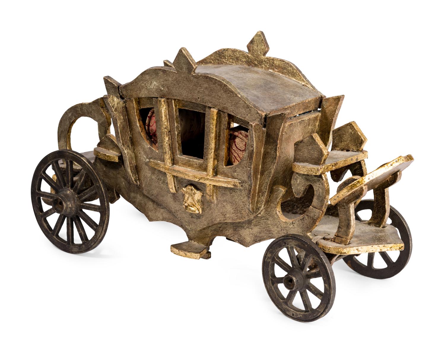 A Silvered and Giltwood Model of a Coach