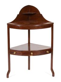A Regency Style Inlaid Mahogany Corner Washstand — 19TH CENTURY