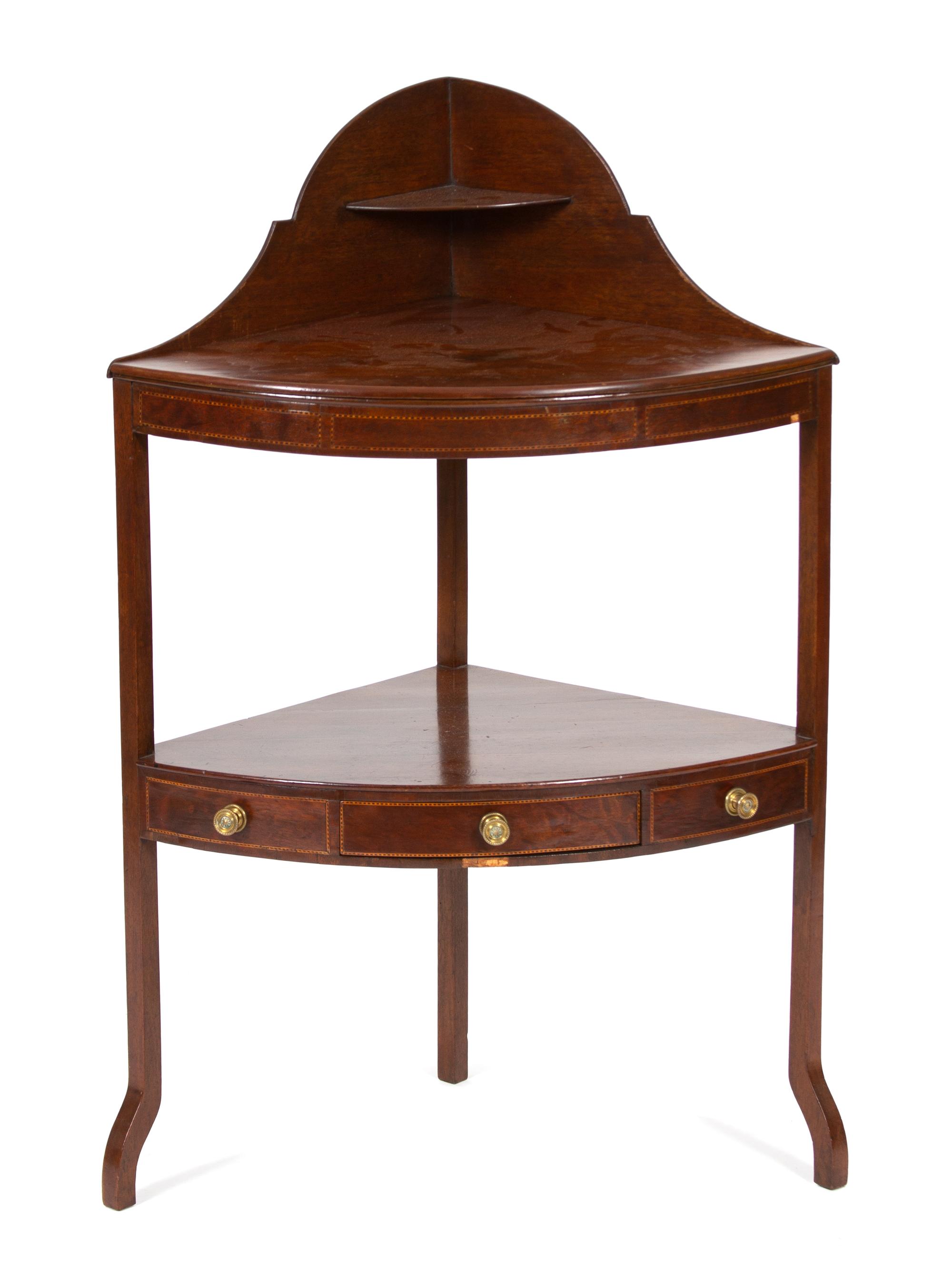 A Regency Style Inlaid Mahogany Corner Washstand — 19TH CENTURY