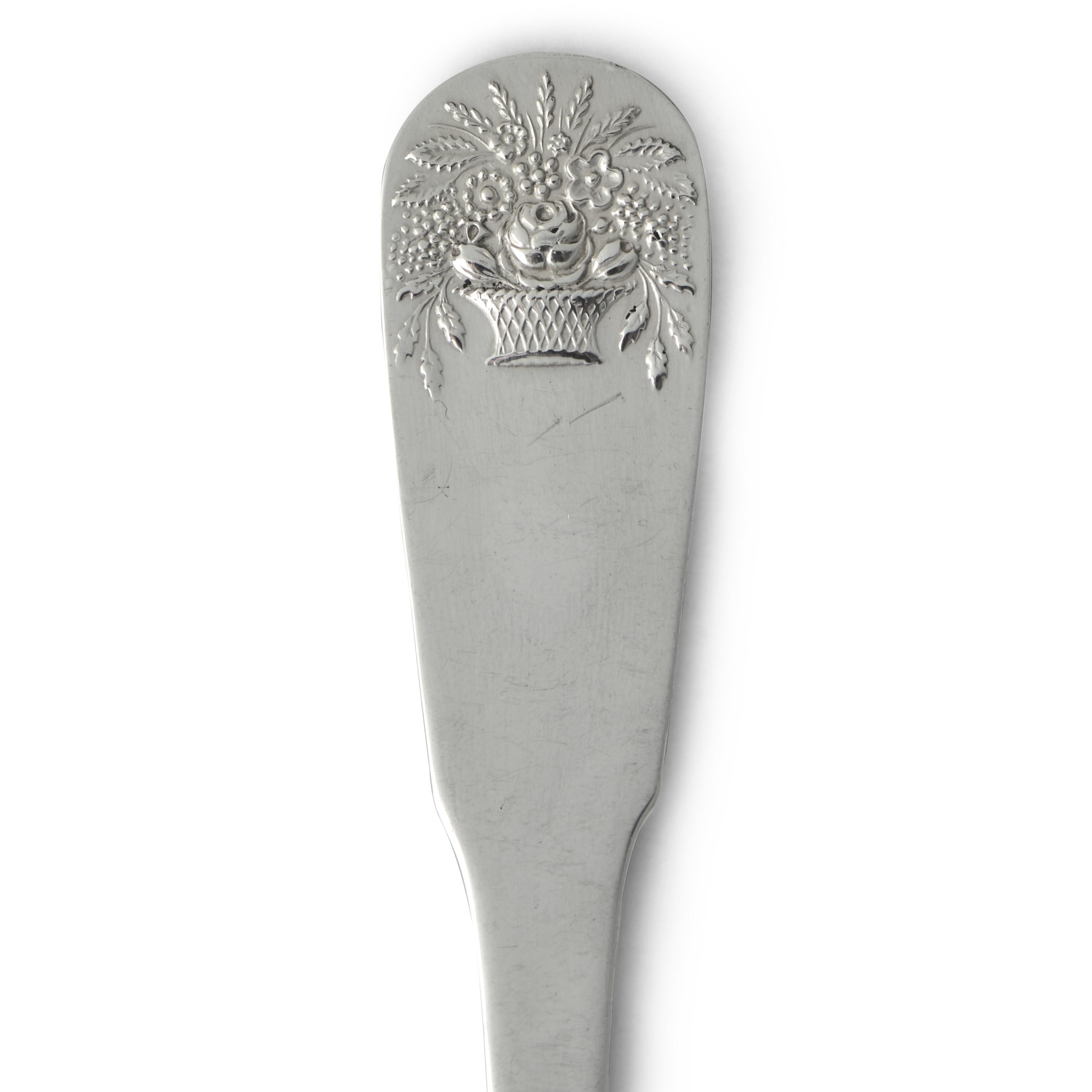 A Federal Style Sterling Silver Flatware Service with Cast Flower Baskets