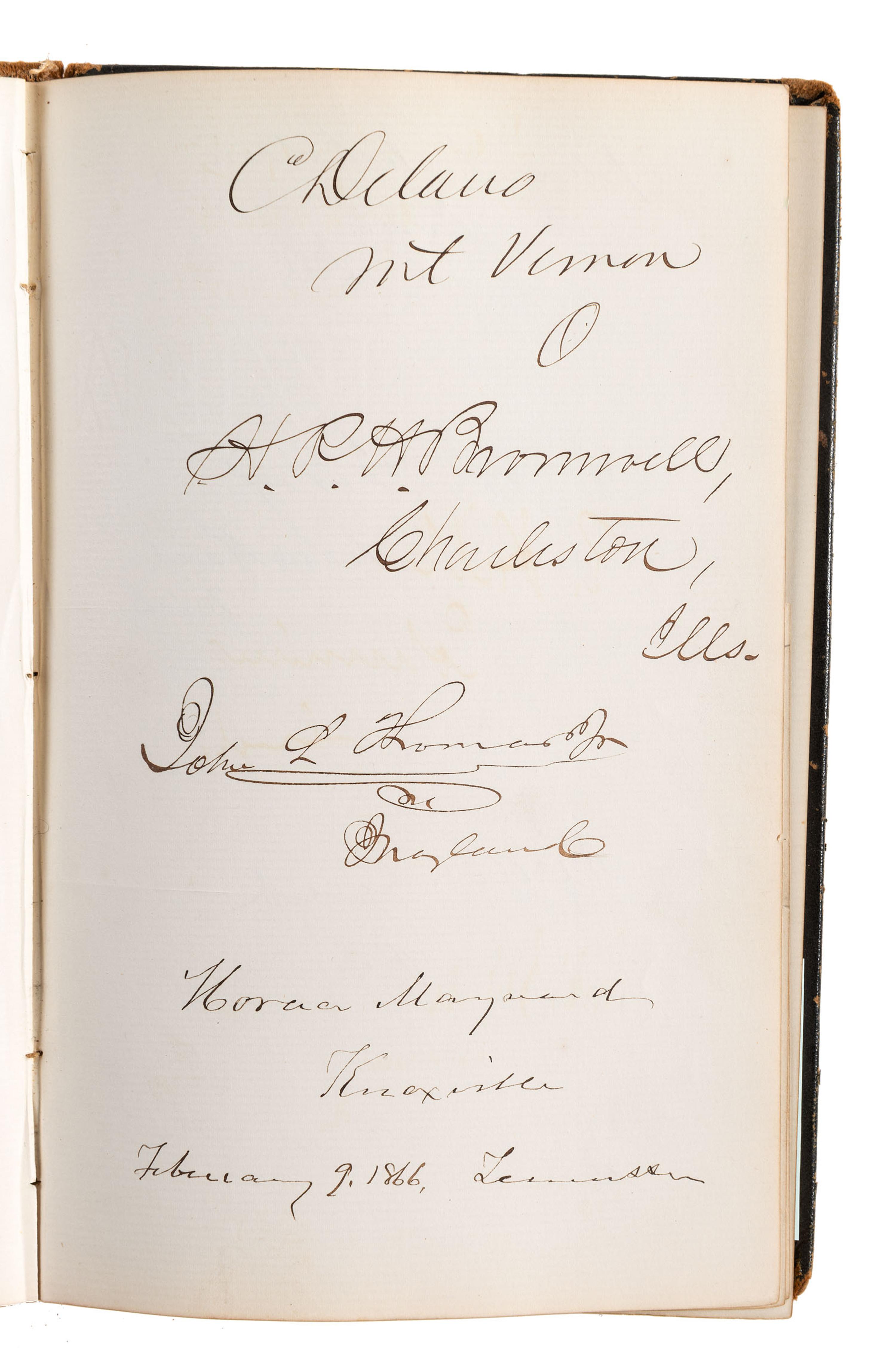 [CIVIL WAR] -- [RECONSTRUCTION]. Autograph album containing signatures of politicians in the 39th Congress and military officers collected by Mrs. Josephine Lee Darling, wife of New York Congressman William A. Darling.