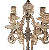 A Pair of English Silver-Plate Five-Light Candelabra