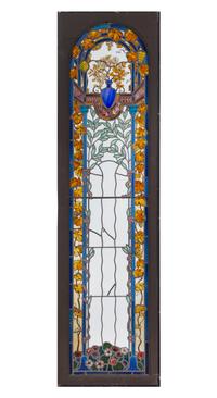 A Pair of French Leaded and Stained Glass Windows by Théophile-Hippolyte Laumonnerie (French, 1863-1924)