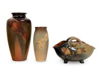 A Group of Three Artist Signed Rookwood Pottery Ceramic Articles