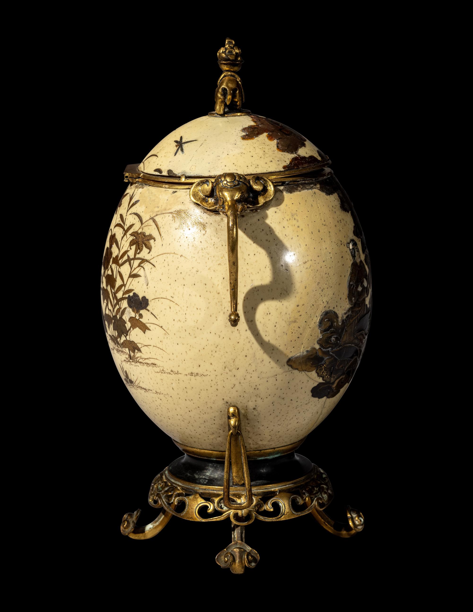 A Japanese Gilt Bronze Mounted Egg Covered Vase