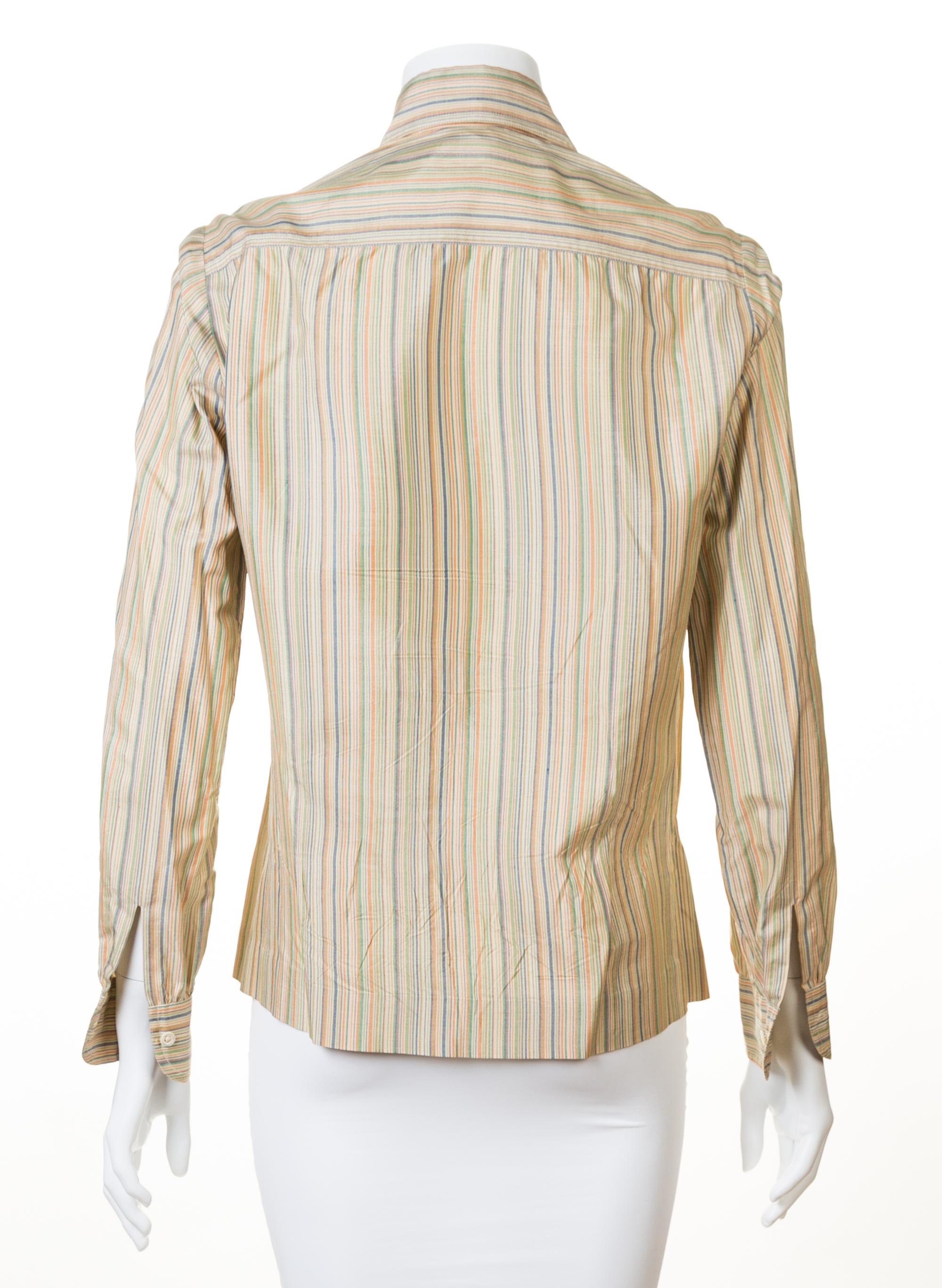 An Hermes Silk Striped Blouse, Size 42.