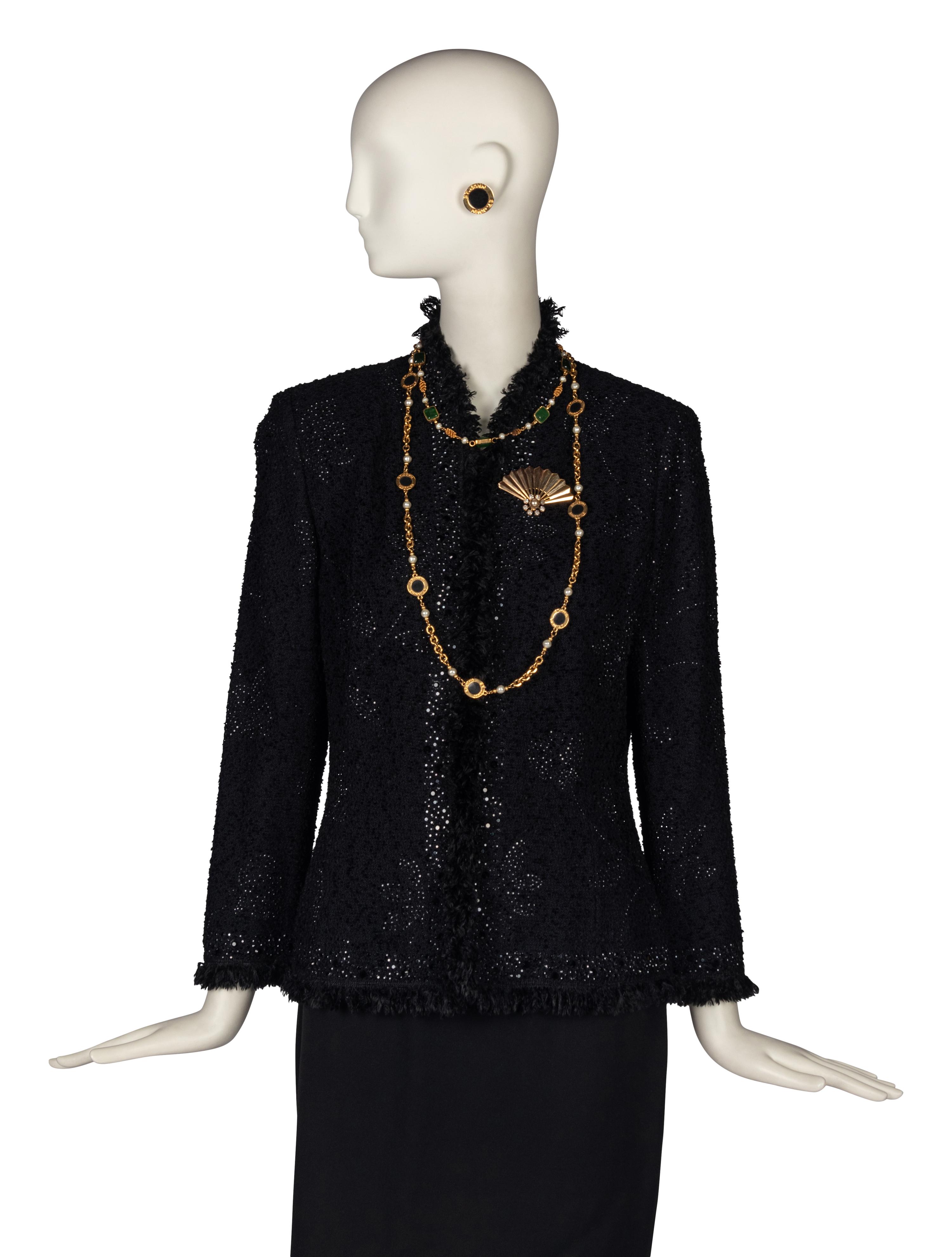 St. John Jacket, Two Necklaces, Ear Clips, and Brooch