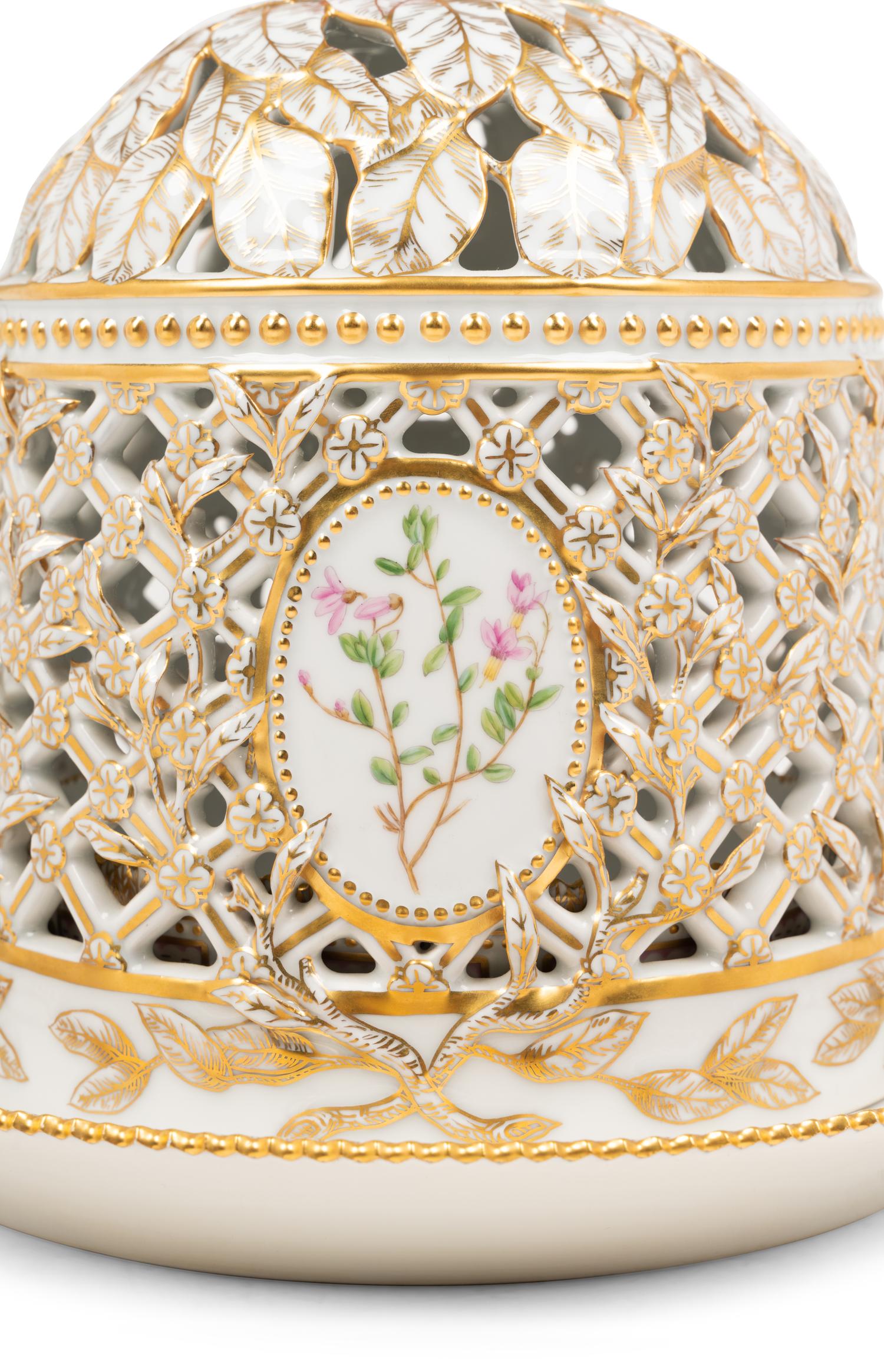 A Royal Copenhagen Flora Danica Porcelain Ice Dome and Stand