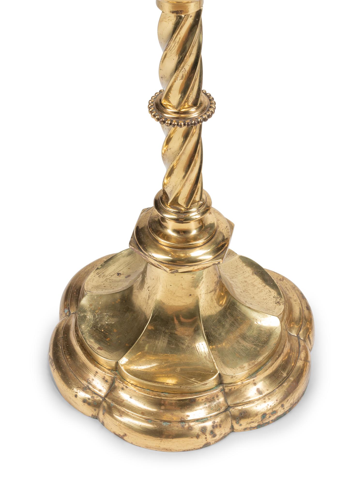 A Pair of Continental Brass Altar Prickets