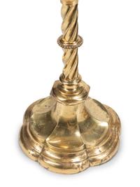 A Pair of Continental Brass Altar Prickets