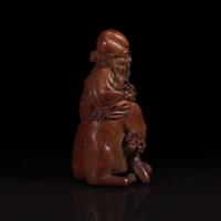A Chinese carved bamboo figure of Shoulao on deer 寿老骑鹿竹雕 19th century or earlier ???????