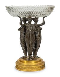 A French Gilt and Patinated Bronze Figural Epergne