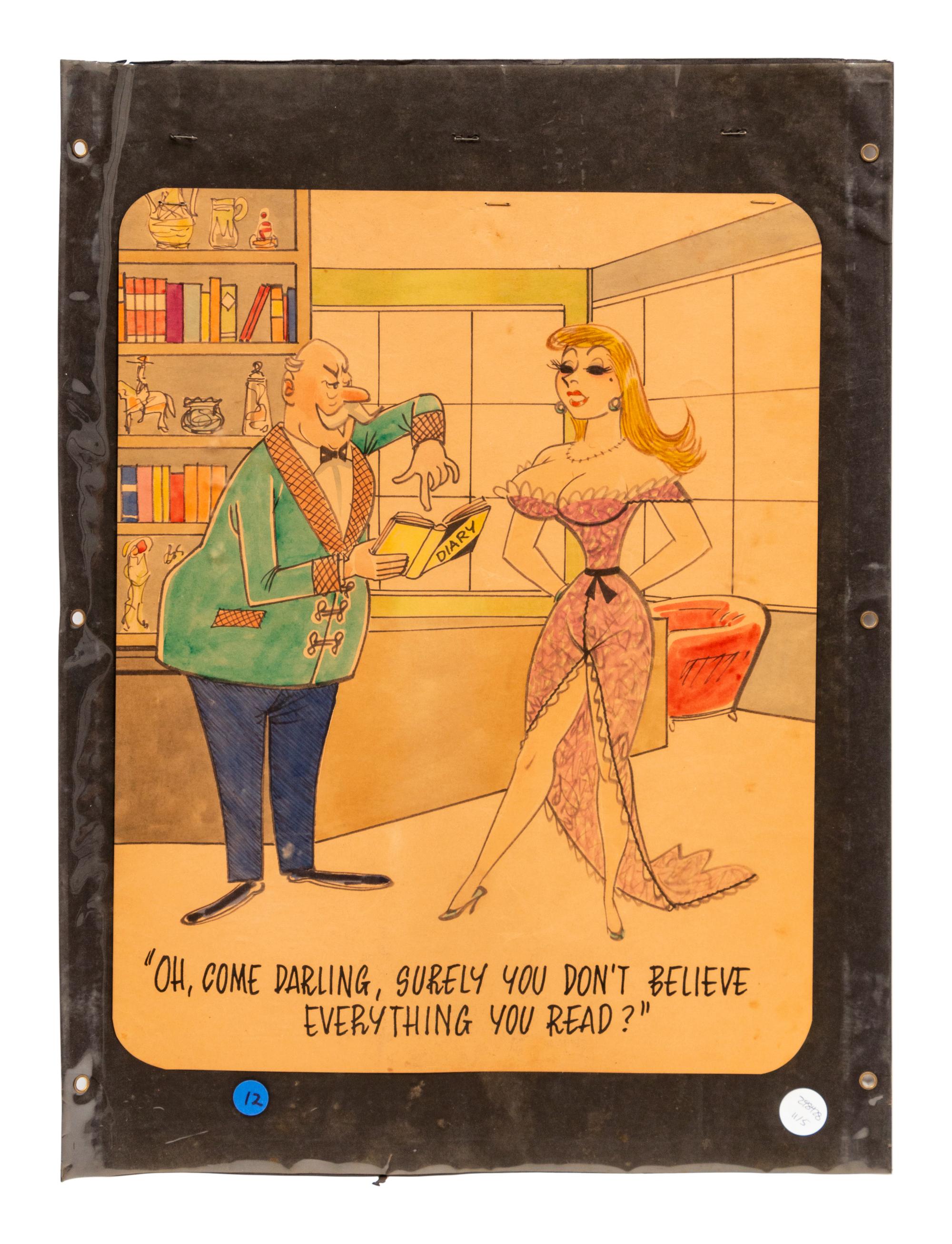 A Group of Five 1950's Era New Yorker Artist Illustrations