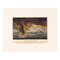 [Chicago Fire]. A group of 10 prints and 2 paintings, showing views of Chicago before and after the Great Fire, including: