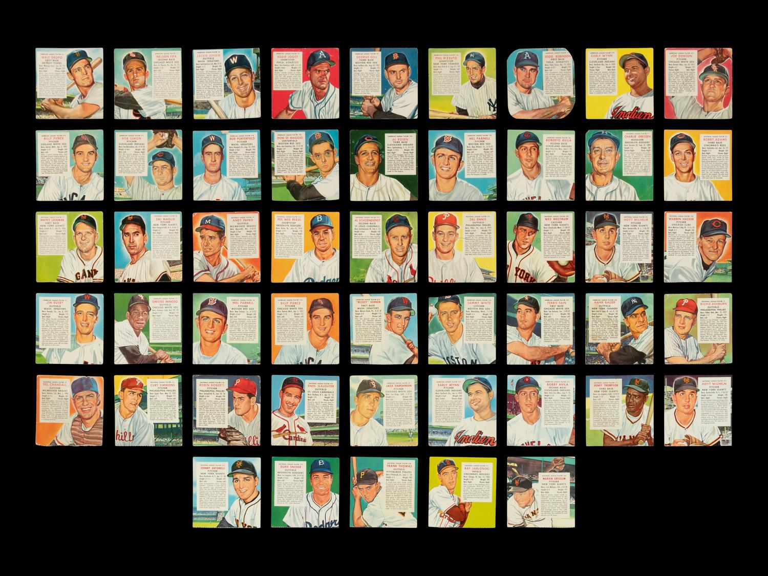 A Collection of 50 1953-55 Red Man Tobacco Baseball Cards Including Multiple Hall of Famers