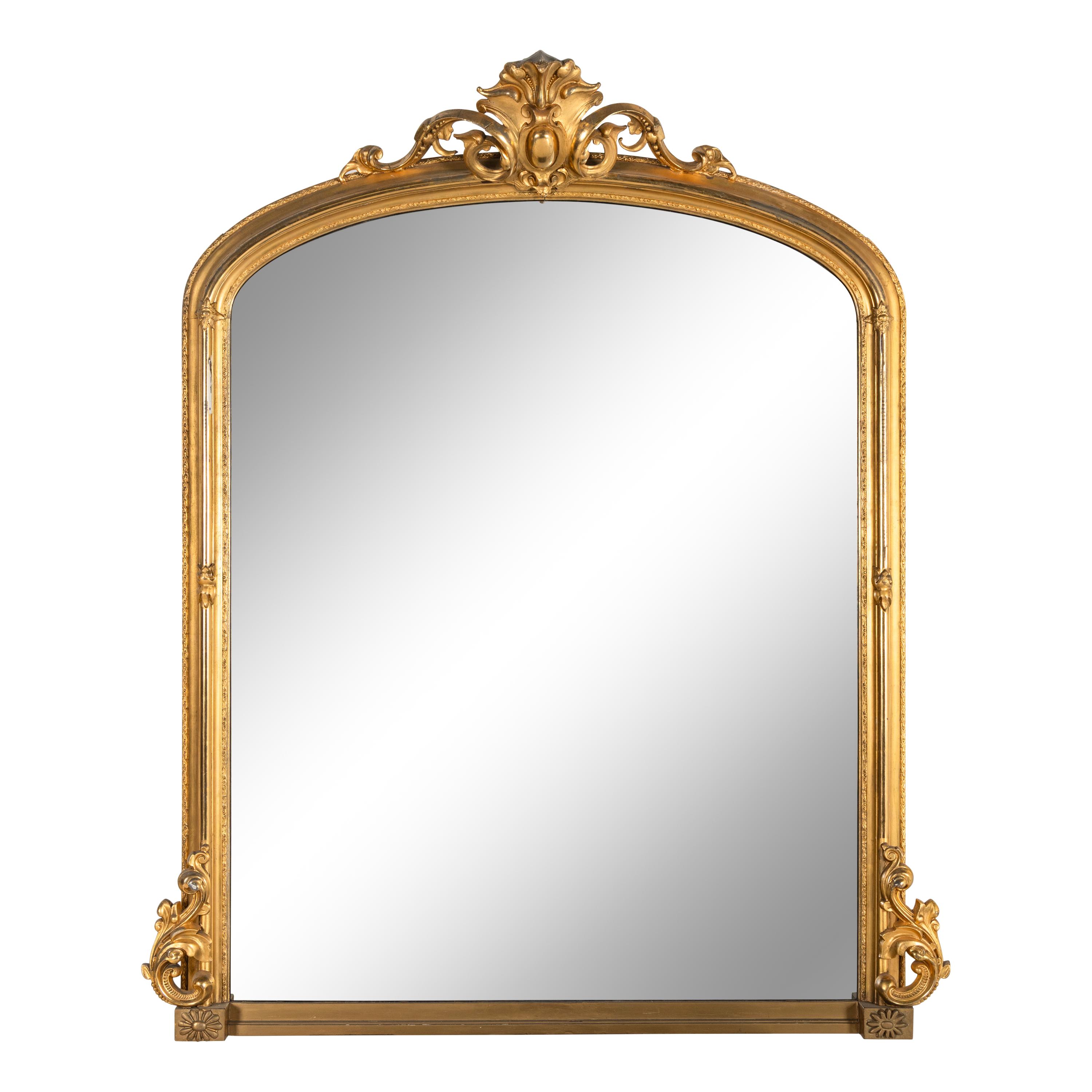A Napoleon III Giltwood Overmantel Mirror