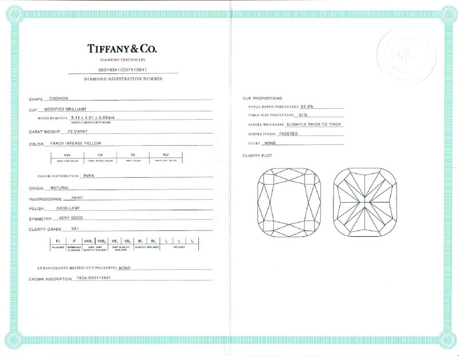 TIFFANY & CO., 'SOLESTE' FANCY INTENSE YELLOW DIAMOND AND DIAMOND STUD EARRINGS