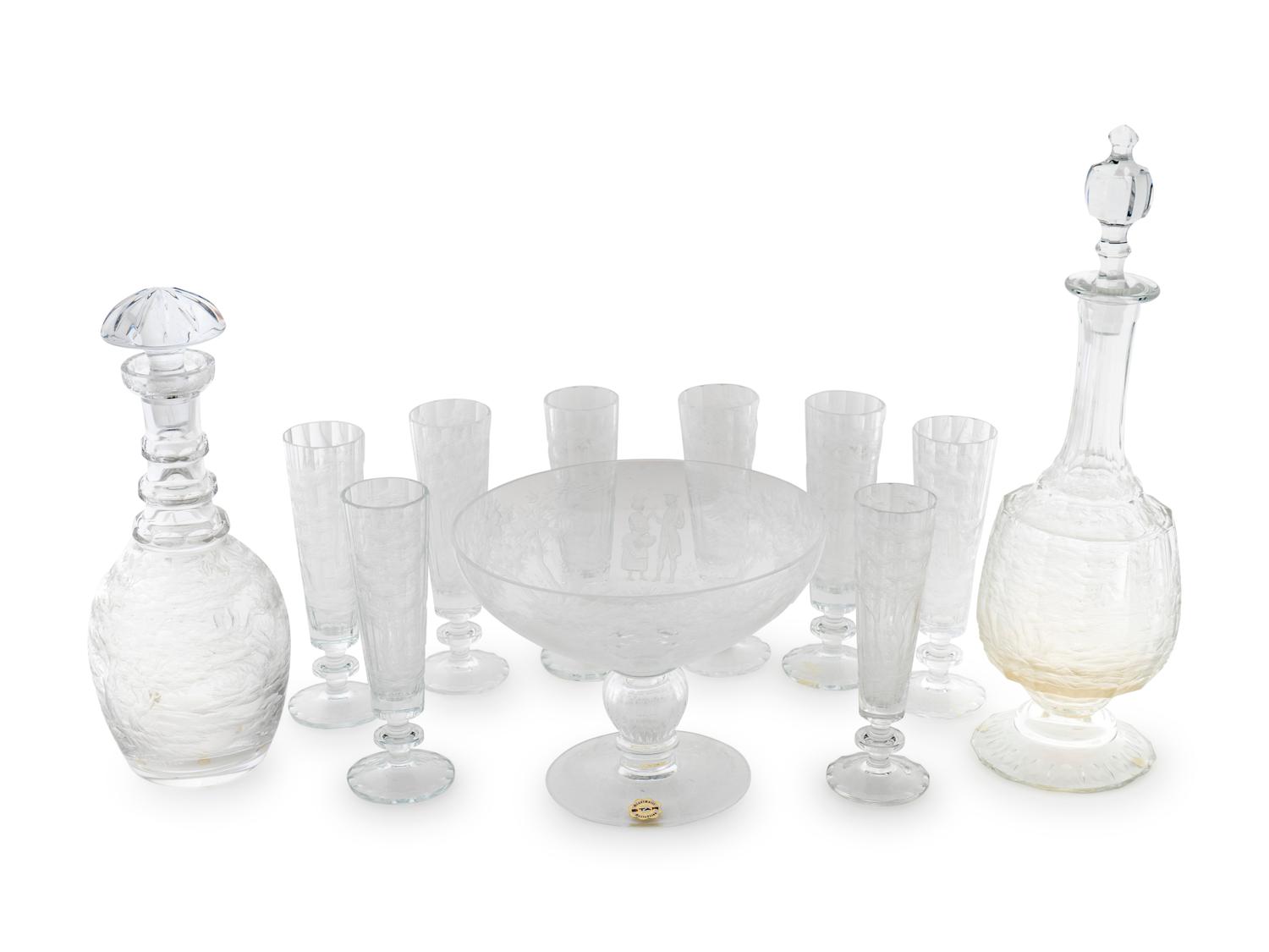 An Etched Glass Stemware Service — LATE 19TH/EARLY 20TH CENTURY