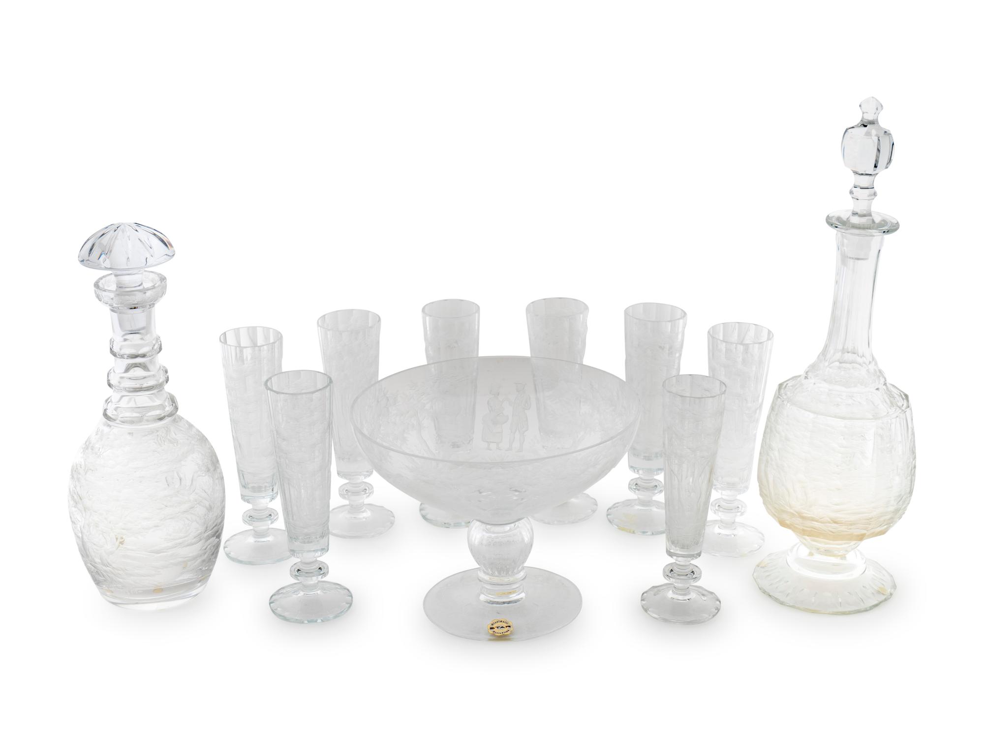 An Etched Glass Stemware Service — LATE 19TH/EARLY 20TH CENTURY