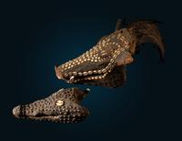 An Oceanic Decorated Crocodile Skull and Boar Skull