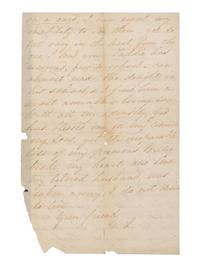 LINCOLN, Mary Todd (1818-1882). Autograph letter signed ("M.L.") to Alexander Williamson, Chicago, 10 October 1865.