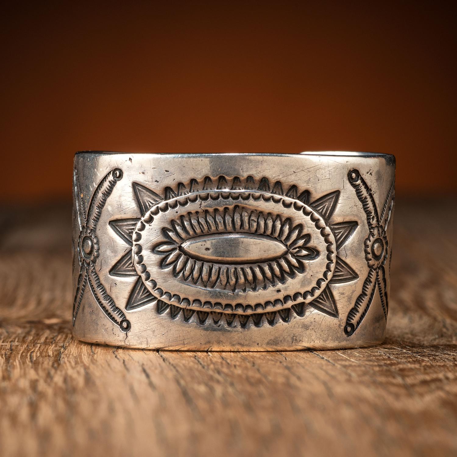 Navajo Stamped Silver Ingot Cuff Bracelet