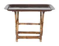 A Chinoiserie Tole Tray with Wooden Stand — 20TH CENTURY