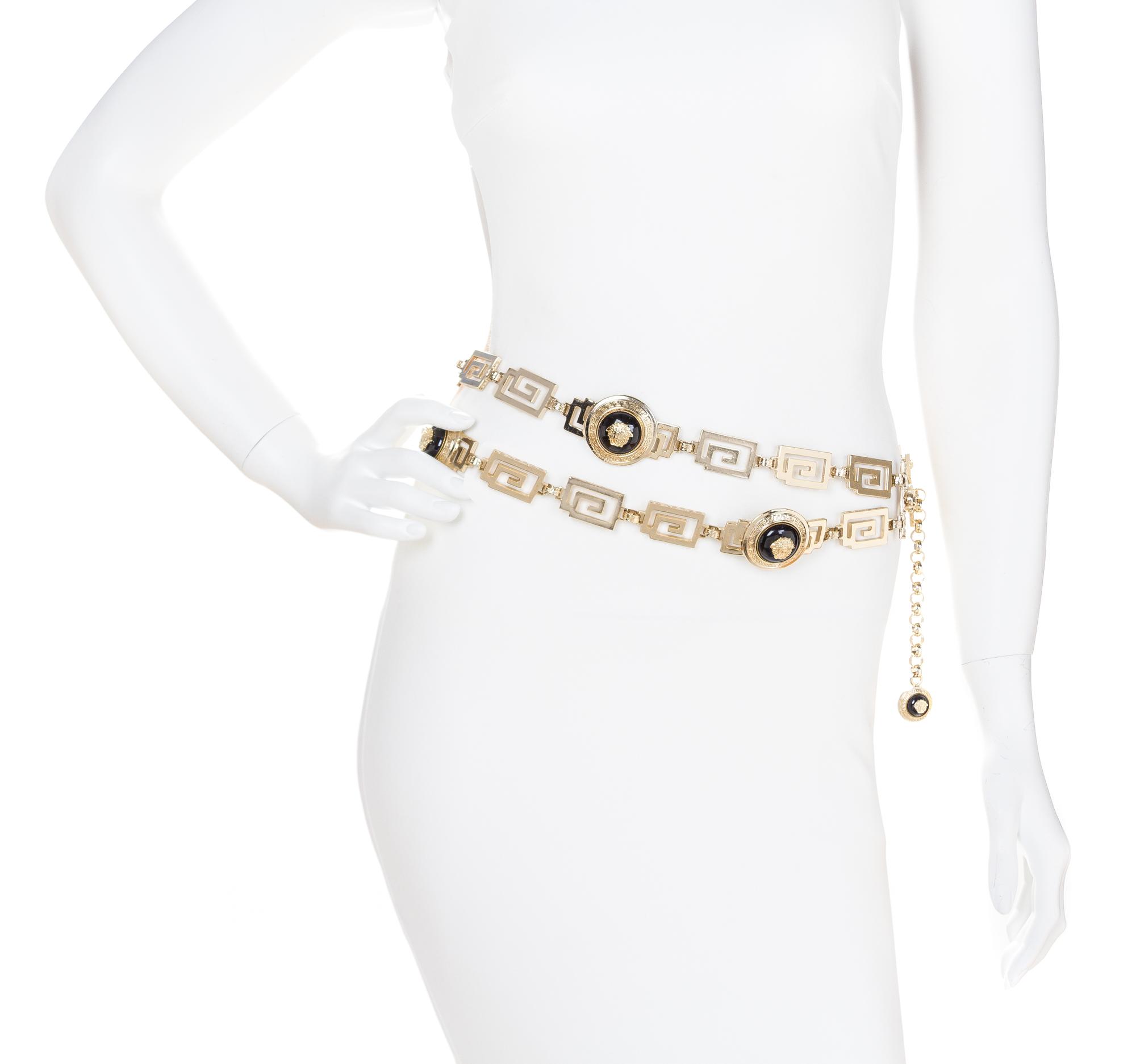 A Gianni Versace Double Strand Greco Link Belt, 38"- 24" x 1. Medallions: 1.75" x 1.75".
