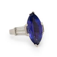 PLATINUM, TANZANITE AND DIAMOND RING