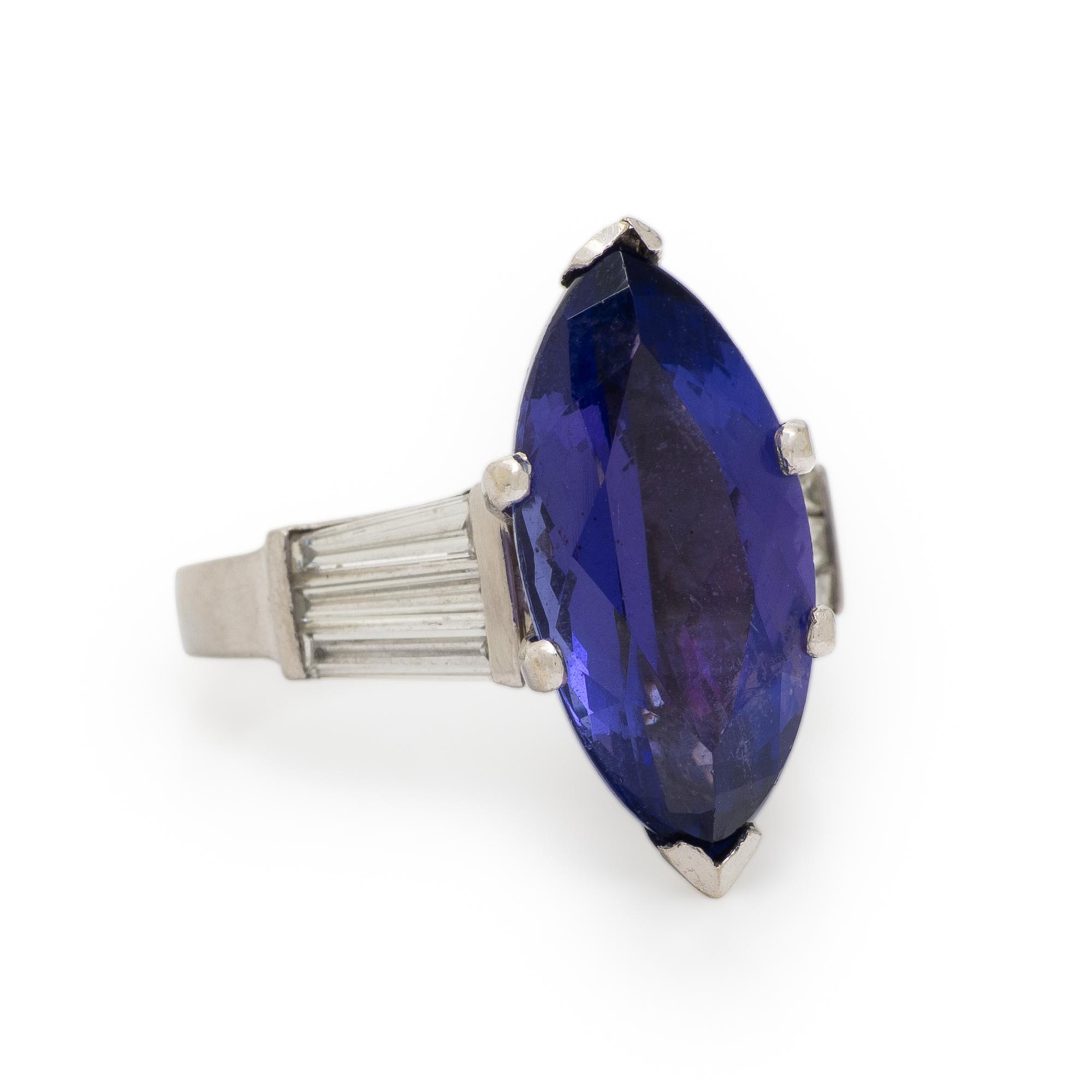 PLATINUM, TANZANITE AND DIAMOND RING