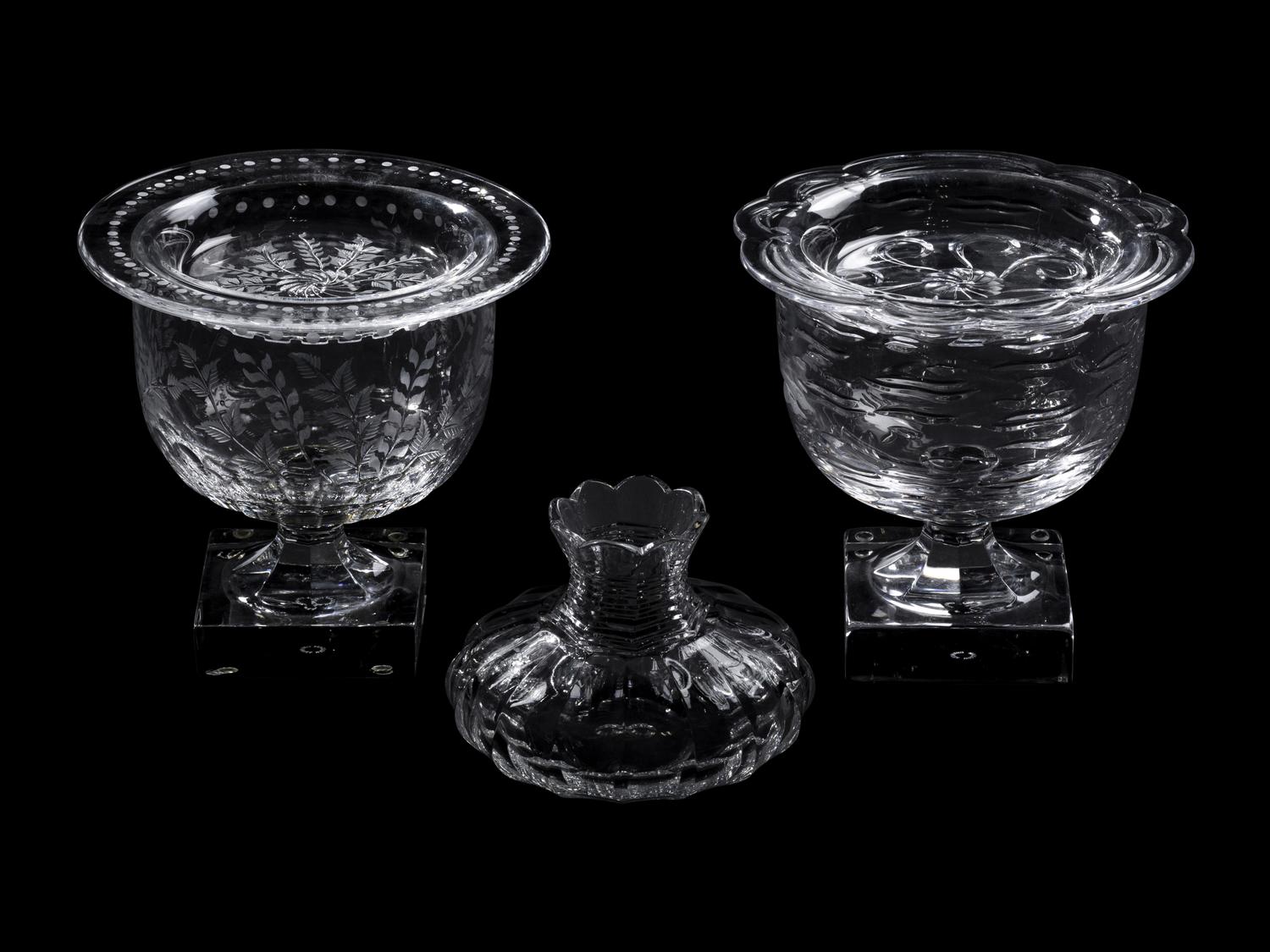 Three William Yeoward Glass Table Articles