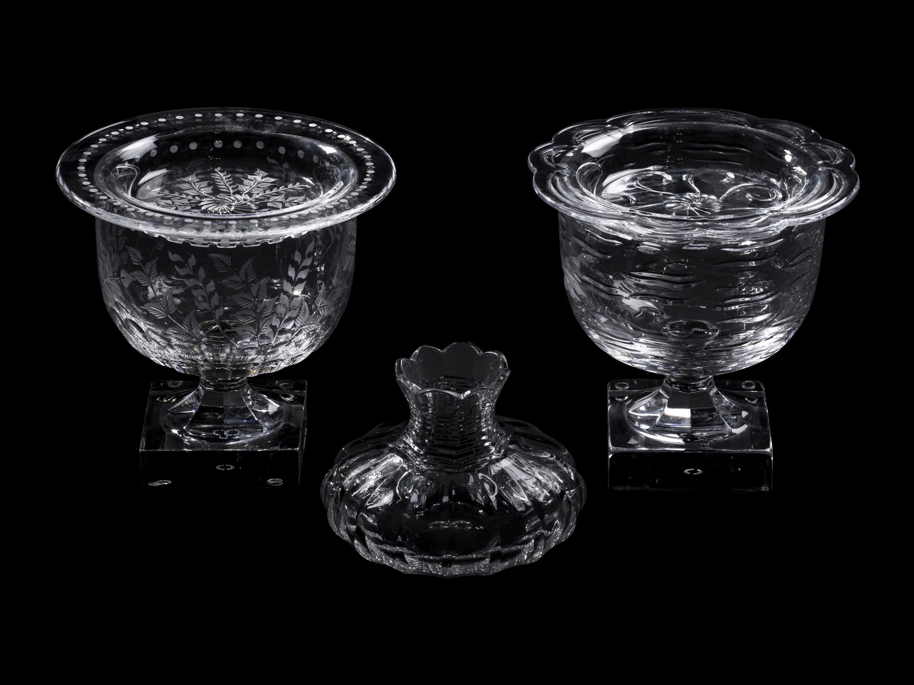 Three William Yeoward Glass Table Articles